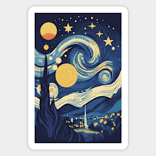 Starry Night Reverie: Van Gogh's Celestial Symphony Magnet
